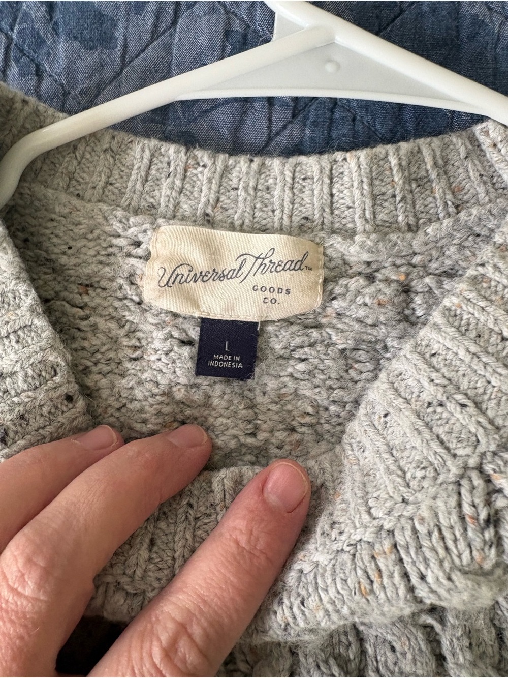 Universal Thread Light Gray Cable Knit Crewneck Sweater - Picture 2 of 2